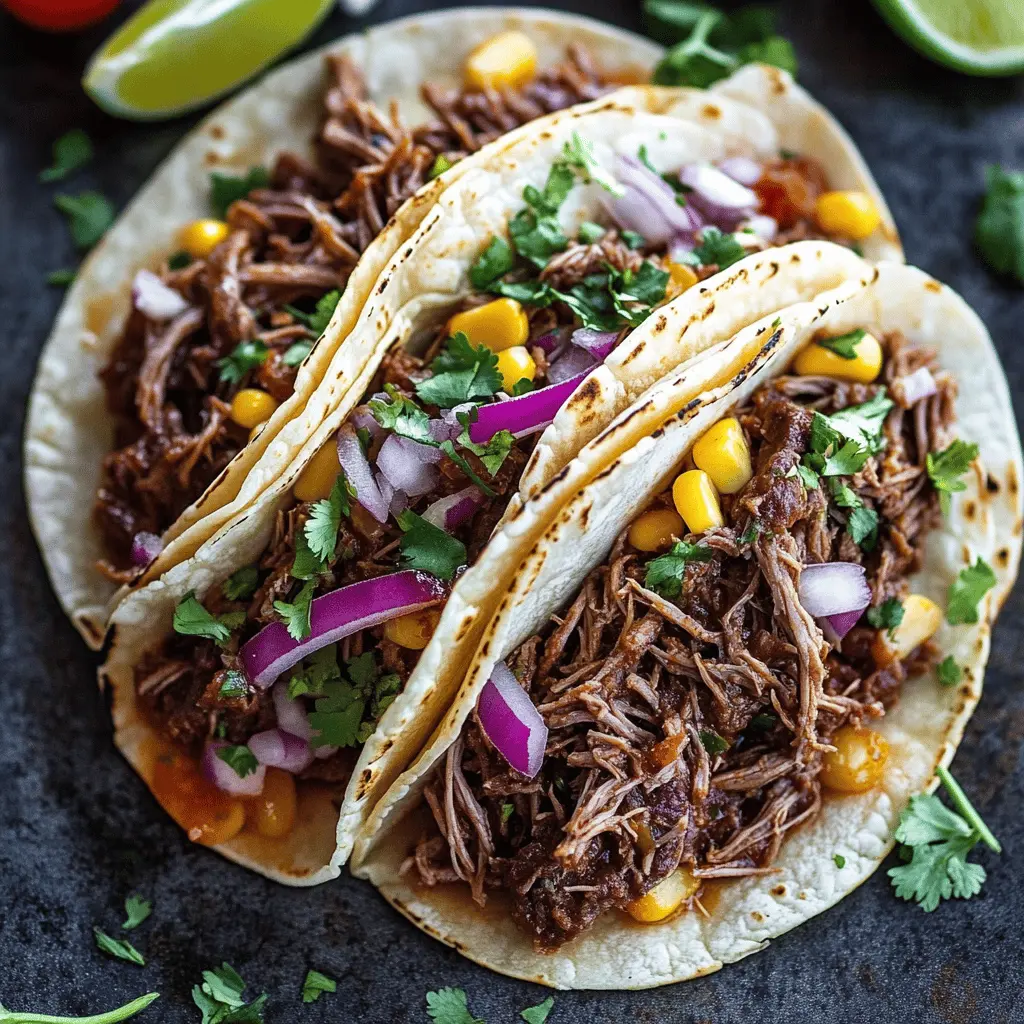 Get ready for mouthwatering tacos with this Crock Pot Mexican Shredded Beef recipe! Tender, flavorful beef simmered in spices makes for the perfect filling. Easy to prepare and great for gatherings, these tacos will impress everyone. Save this recipe for your next taco night or family meal! 🌮✨