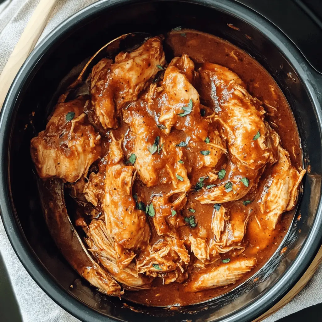 This easy Crock Pot BBQ Chicken recipe is perfect for busy days! Just toss in the chicken with your favorite BBQ sauce and let it cook low and slow. The result? Tender, flavorful pulled chicken that's ideal for sandwiches, tacos, or salads. Save this pinned recipe for your next family gathering or game day feast!