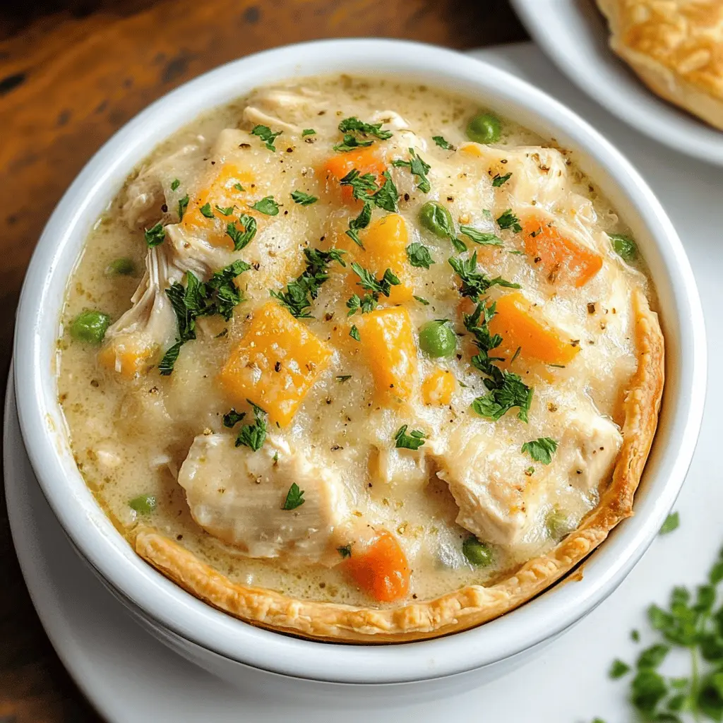 Warm your home with a comforting Crock Pot Chicken Pot Pie that's easy to prepare! This dish features tender chicken, hearty vegetables, and creamy sauce, all simmered to perfection in your slow cooker. It's the ultimate cozy meal for busy weeknights or family gatherings. Save this recipe for those chilly evenings when you crave something hearty!