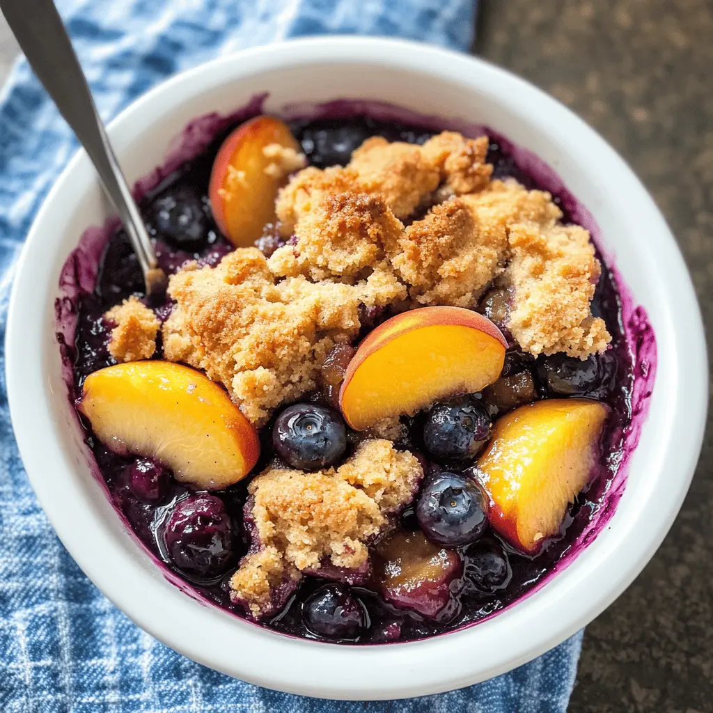 This Crockpot Blueberry Peach Cobbler is the ultimate dessert that combines juicy peaches and sweet blueberries in a warm, delightful filling. Easy to prepare and perfect for sharing at family gatherings or cozy nights in. Save this recipe now and create a comforting treat that everyone will love!