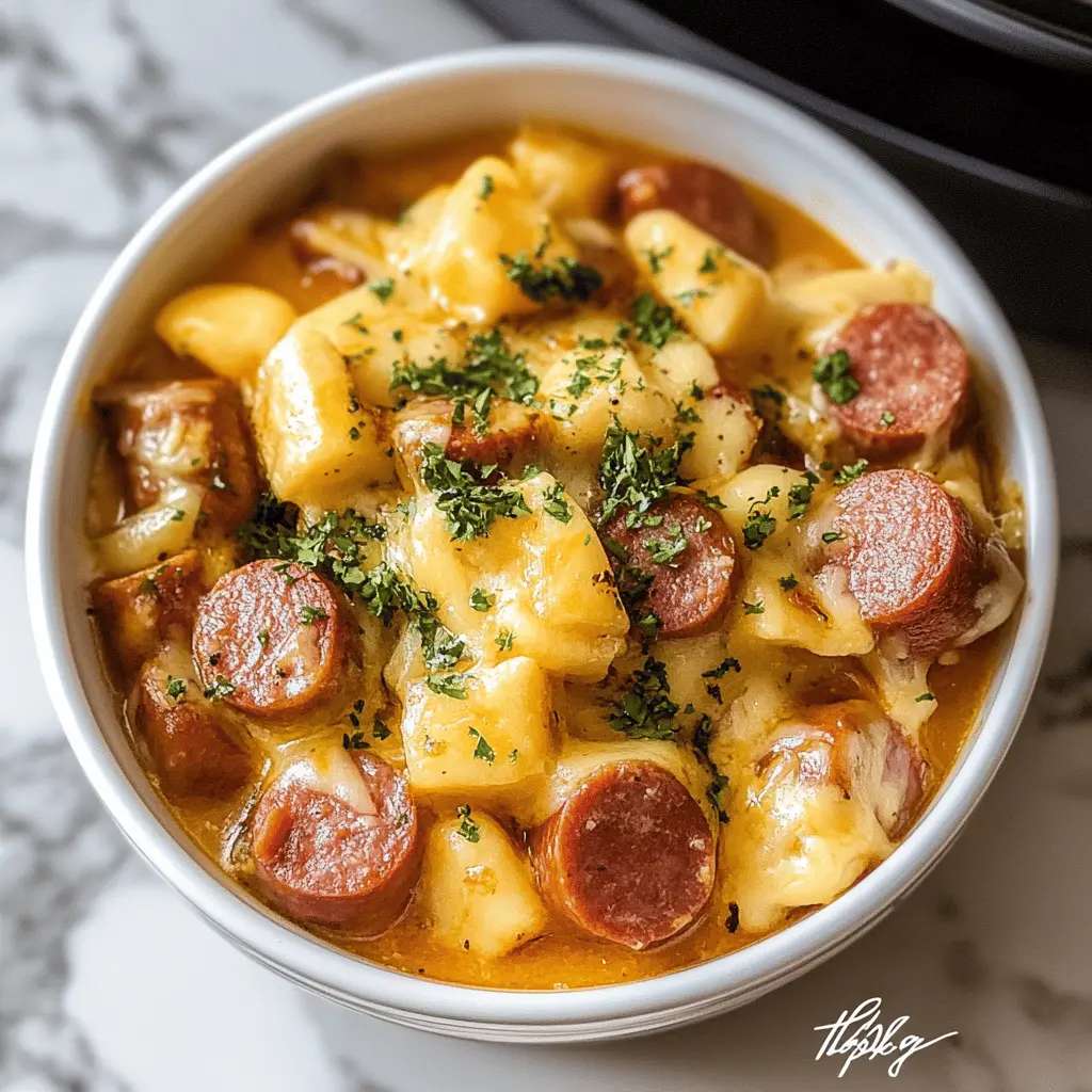 Delight in this simple Crockpot Cheesy Kielbasa Meal that brings together hearty flavors in one dish! Loaded with tender kielbasa, creamy cheese, and vibrant veggies, it's a comfort food favorite. Perfect for busy weeknights or cozy gatherings. Save this recipe to enjoy a delicious, hassle-free meal anytime you need it!
