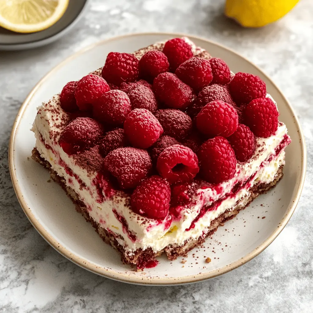 Treat yourself to a delightful Fresh Raspberry Tiramisu! This no-bake dessert features layers of creamy mascarpone and fresh raspberries, balanced with coffee-soaked ladyfingers. Perfect for summer gatherings or a sweet finish to any meal. Save this recipe now and impress your guests with a delicious twist on a classic favorite!