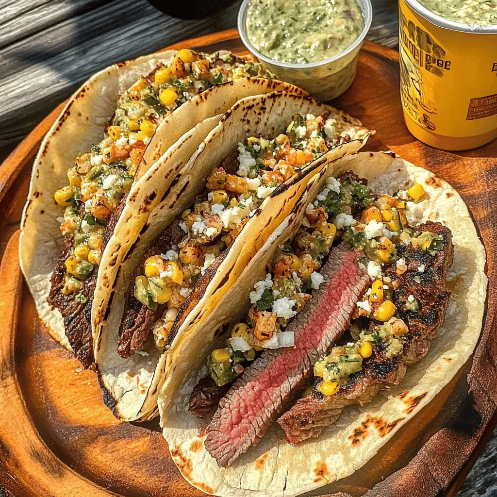 Fire up your grill for these delicious Grilled Steak Elote Tacos! Packed with juicy steak, sweet corn, and zesty spices, these tacos are a perfect summer treat. Top with crema and fresh cilantro for a burst of flavor. Save this recipe for your next backyard BBQ or taco night!