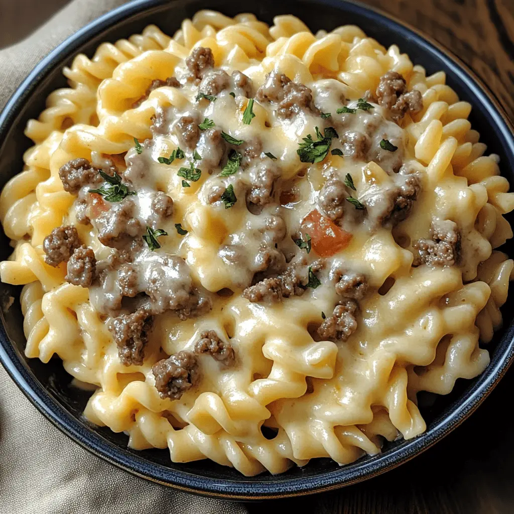 Craving a creamy, comforting meal? This Loaded Cheeseburger Alfredo Pasta combines the best of both worlds with rich Alfredo sauce, seasoned ground beef, and the classic cheeseburger flavor. It's a simple one-pot dish that's perfect for busy weeknights or gatherings with friends. Save this recipe to impress everyone at your next dinner!