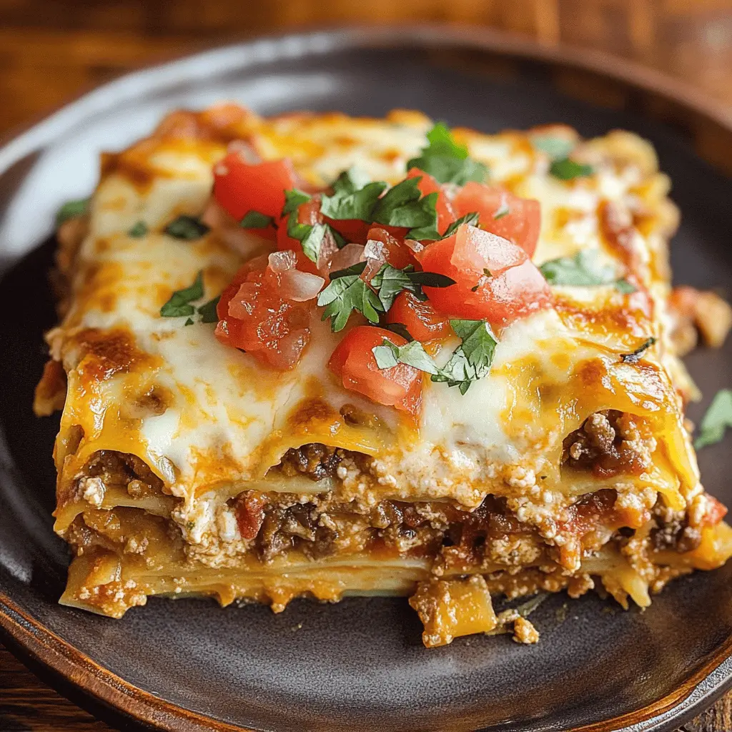 Layered with flavor, this Mexican Lasagna combines tortillas, seasoned beef, and creamy cheese for a satisfying meal that the whole family will love. It's the perfect twist on a classic dish, bringing together the best of Mexican cuisine in a quick bake. Save this recipe for a hearty weeknight dinner or a fun gathering with friends!