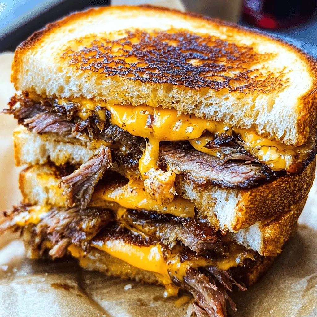 Get ready to elevate your grilled cheese game with this Smoked Brisket Grilled Cheese! Loaded with tender smoked brisket and gooey melted cheese, this sandwich is the perfect comfort food. Ideal for game day or a cozy evening at home, save this recipe to impress your friends and family! Enjoy the rich flavors and crispy edges that make every bite irresistible.