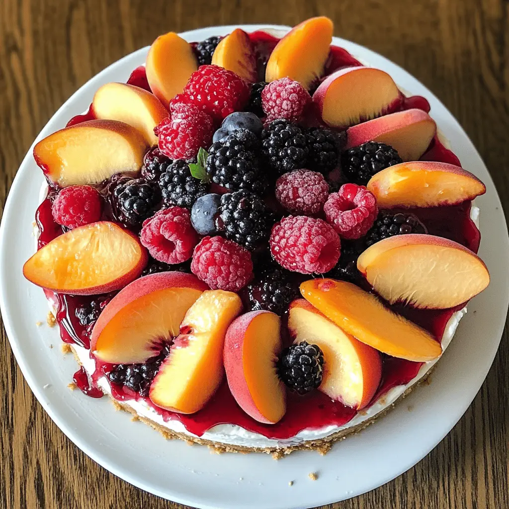 Treat yourself to a delightful Summer Berry and Peach Cheesecake! This no-bake dessert combines the freshness of juicy berries and sweet peaches with a creamy cheesecake filling. Perfect for warm days and gatherings, it's sure to impress your friends and family. Save this recipe for a refreshing treat that everyone will love at your next picnic or barbecue!