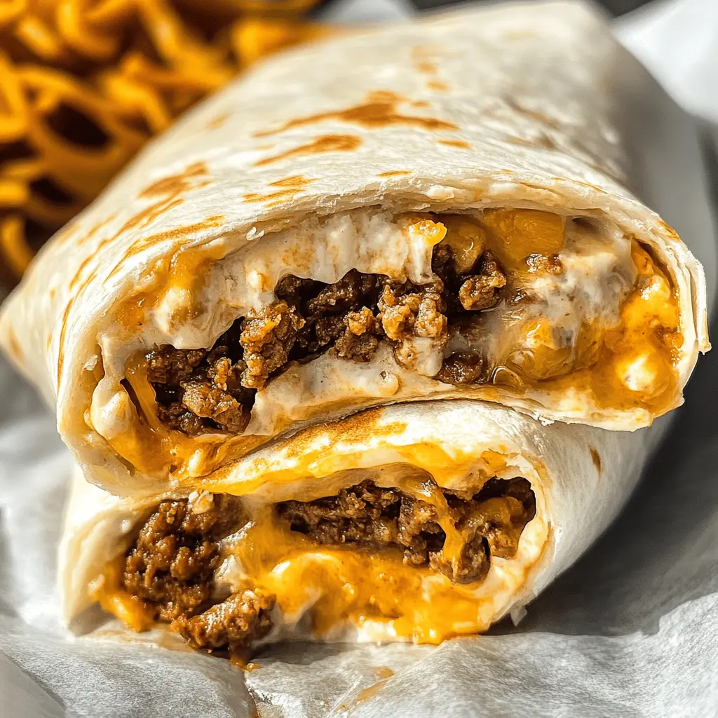 Get ready for a cheesy, meaty delight with the Taco Bell Beefy Melt Burrito! Packed with seasoned beef, warm nacho cheese, and flavorful rice, this burrito is a hit for any meal. Perfect for a quick lunch or a cozy dinner at home. Save this easy burrito recipe to make your own version—your tastebuds will thank you!