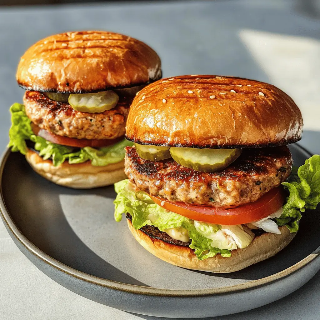 Juicy turkey burgers are a healthier twist on classic burgers! Packed with flavor, these patties are made from lean turkey and seasoned to perfection. Perfect for a family barbecue or a quick weeknight dinner. Save this recipe for an easy and delicious meal option that everyone will love!