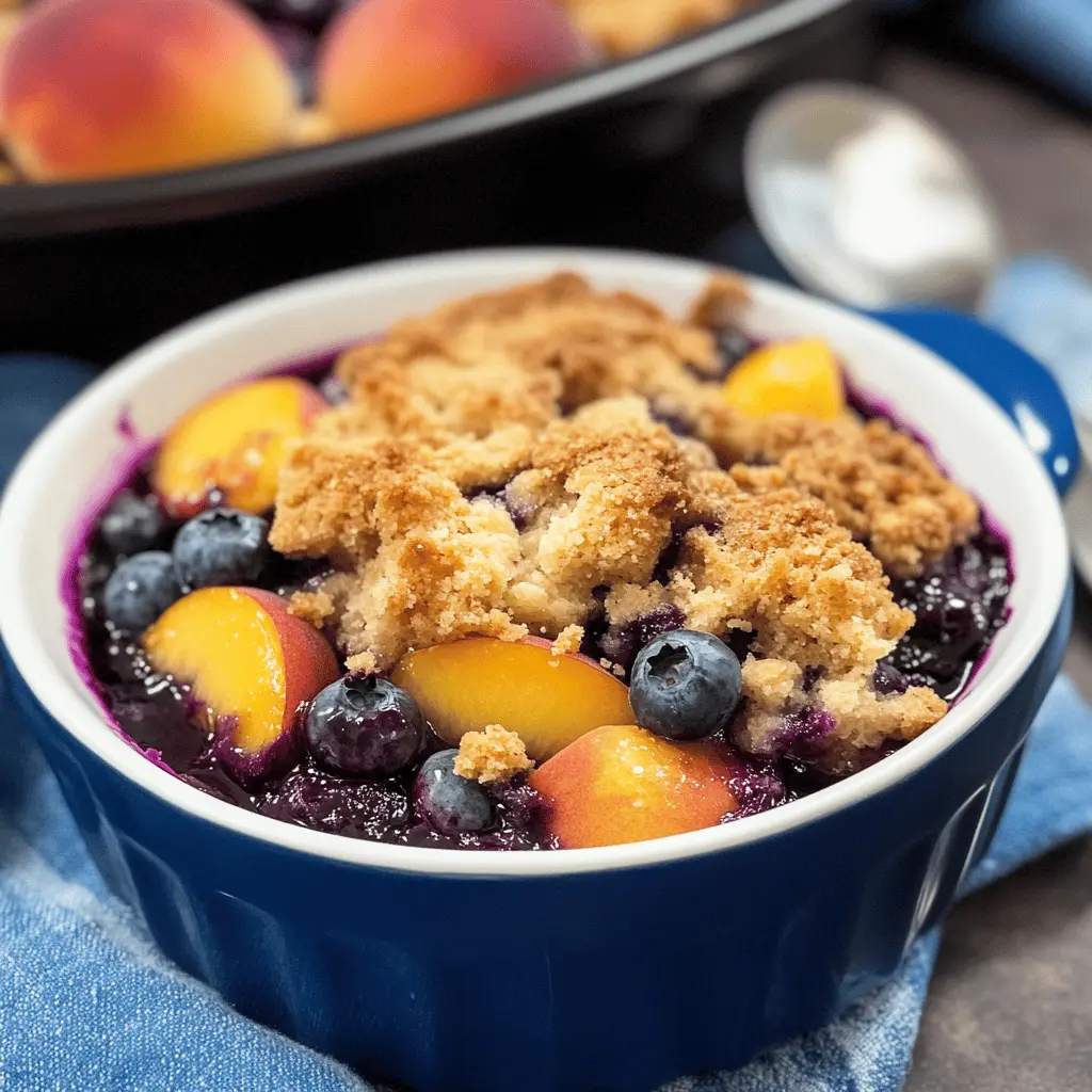 Easy Crockpot Blueberry Peach Cobbler Recipe