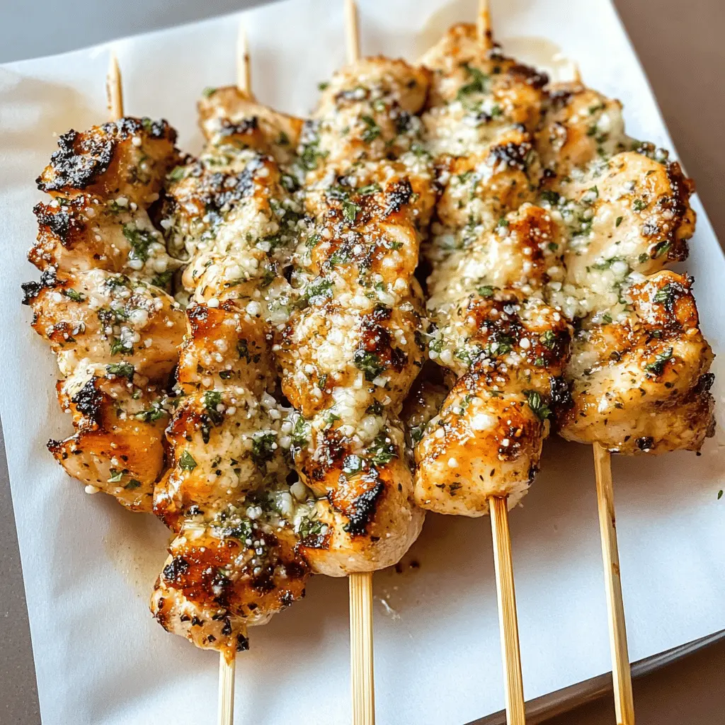 Easy Grilled Ranch Garlic Parmesan Chicken Skewers