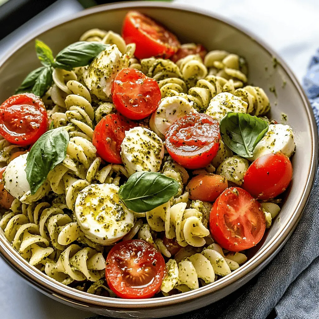 Light and Creamy Pesto Caprese Pasta Salad Recipe