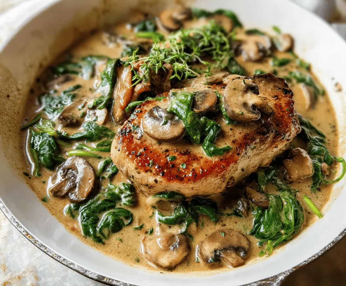 Creamy Spinach Mushroom Pork Chops Recipe
