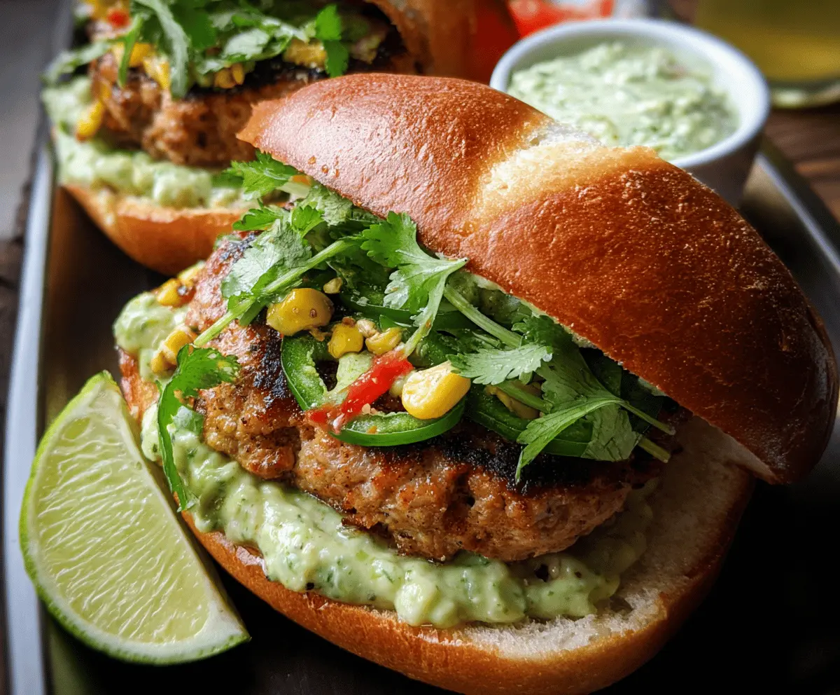 Easy Honey Jalapeño Turkey Burgers with Creamy Avocado Sauce
