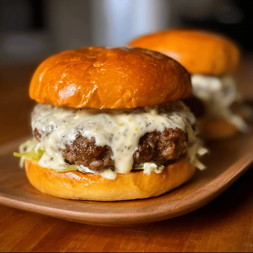 Easy Garlic Burgers with Creamy Garlic Sauce