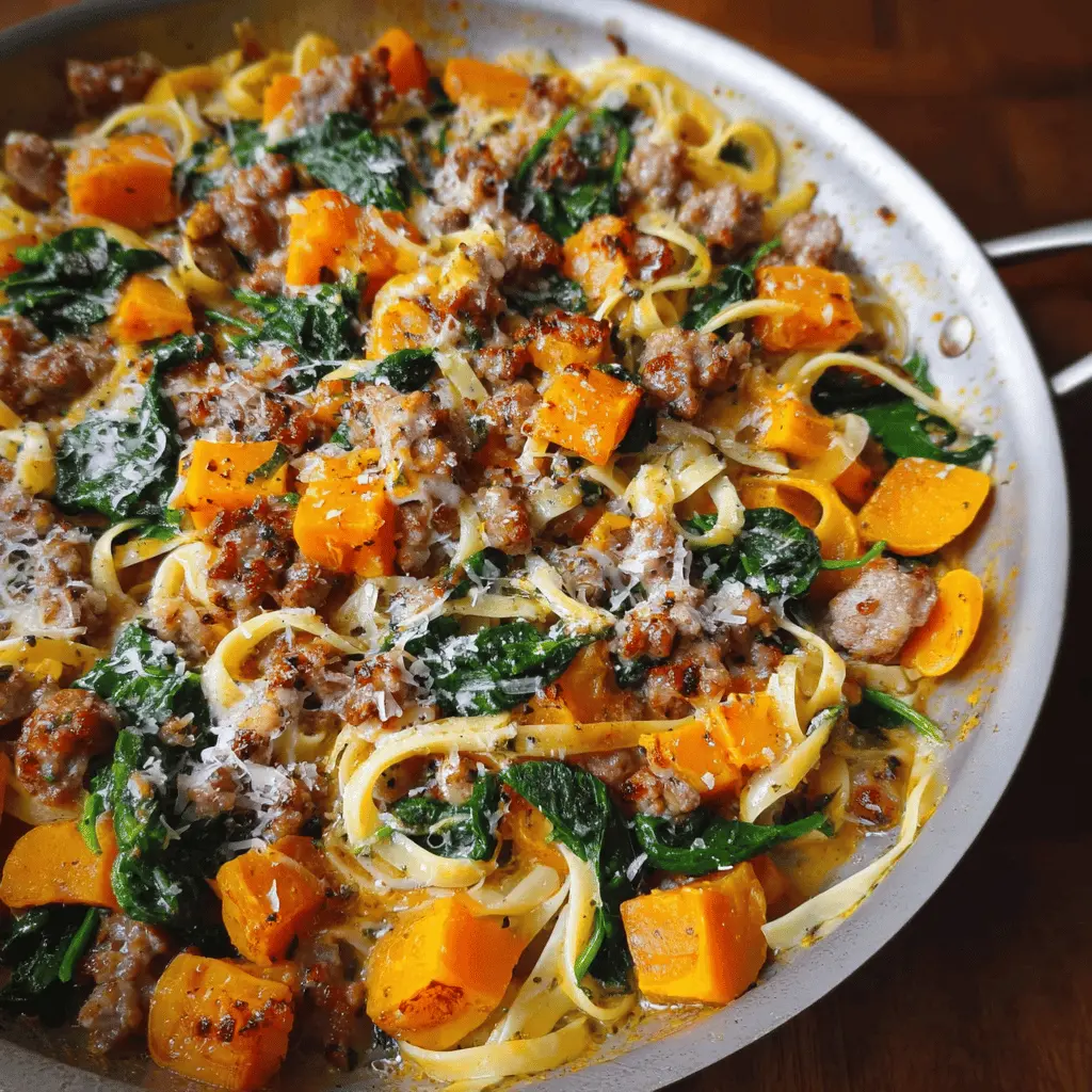 Creamy Butternut Squash Pasta With Sausage And Spinach