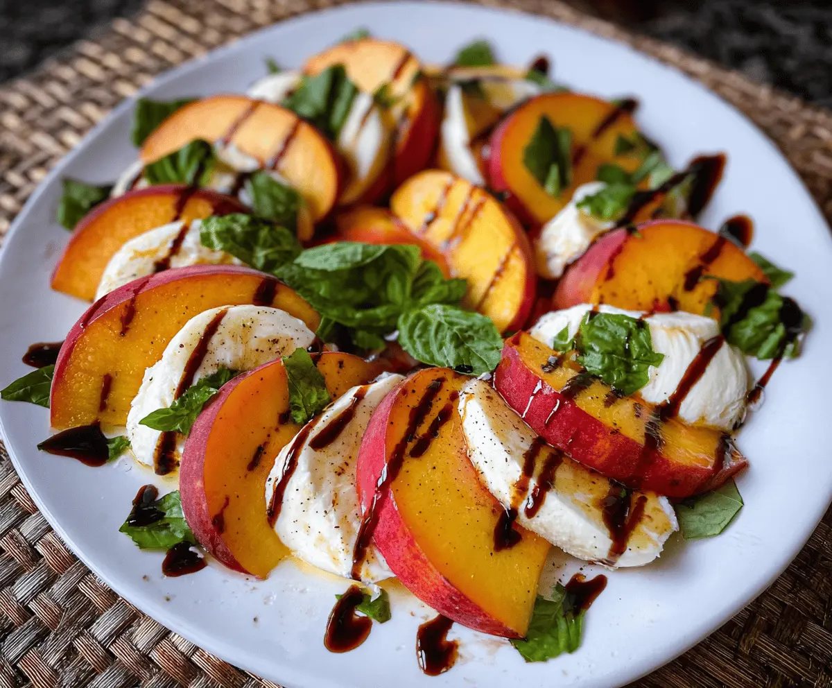 Fresh Peach Caprese Salad with Basil and Mozzarella