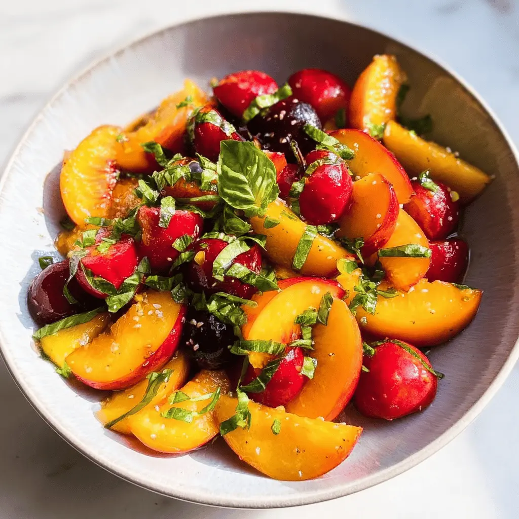 Honey Lime Basil Peach Fruit Salad Recipe