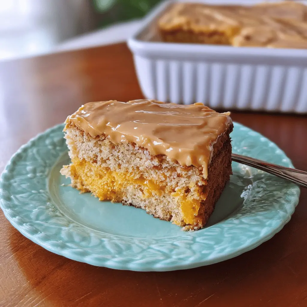 Moist Peach Cake With Brown Sugar Frosting