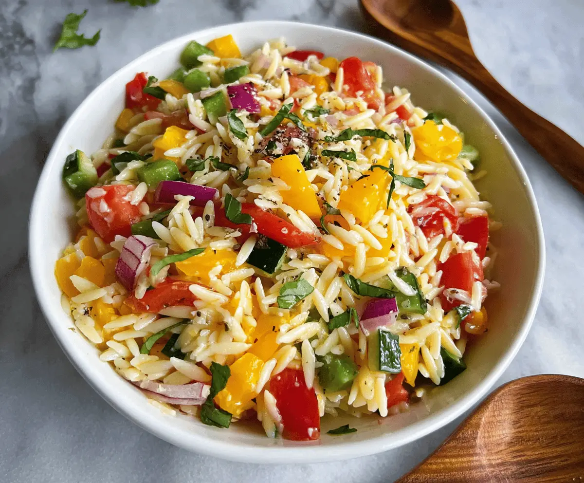 Healthy Rainbow Orzo Salad with Fresh Veggies