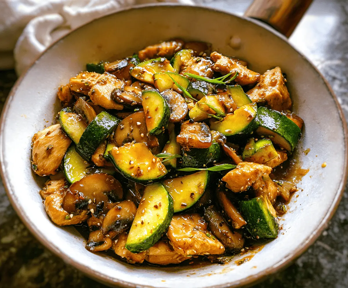 Healthy Zucchini Mushroom Chicken Stir Fry Recipe