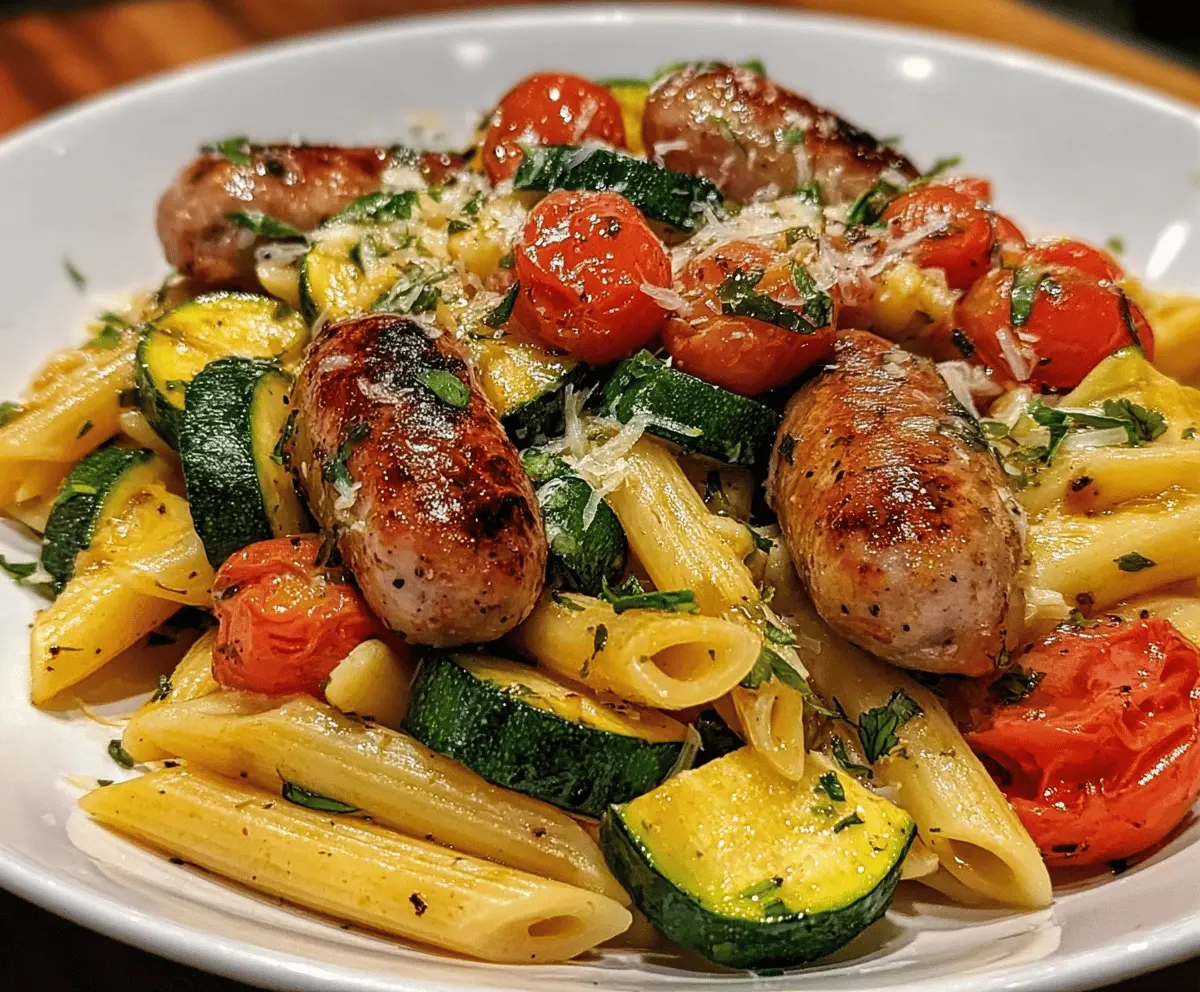 Easy Chicken Sausage Pasta with Zucchini and Tomatoes