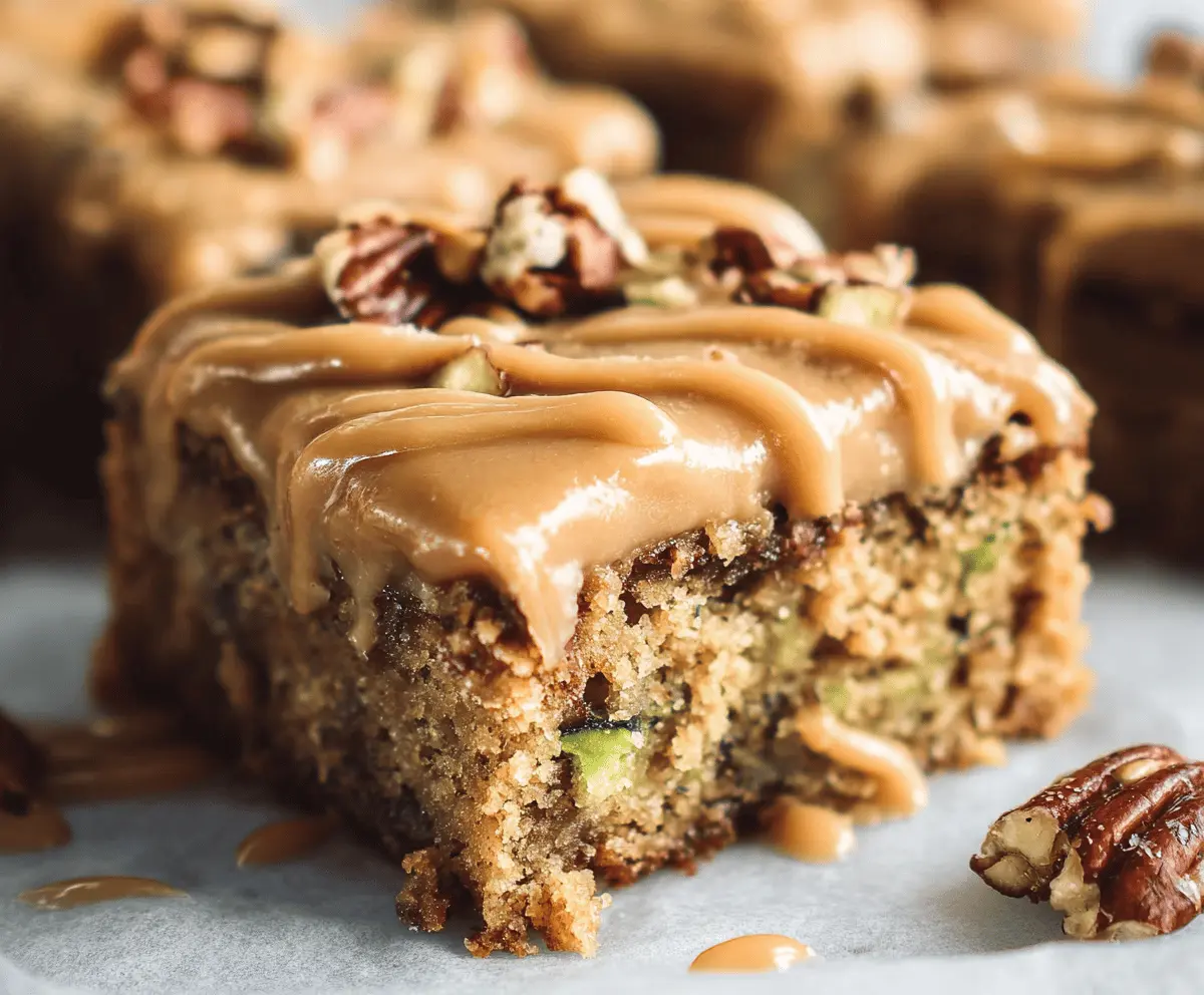 Caramel Frosted Zucchini Pecan Bars Recipe