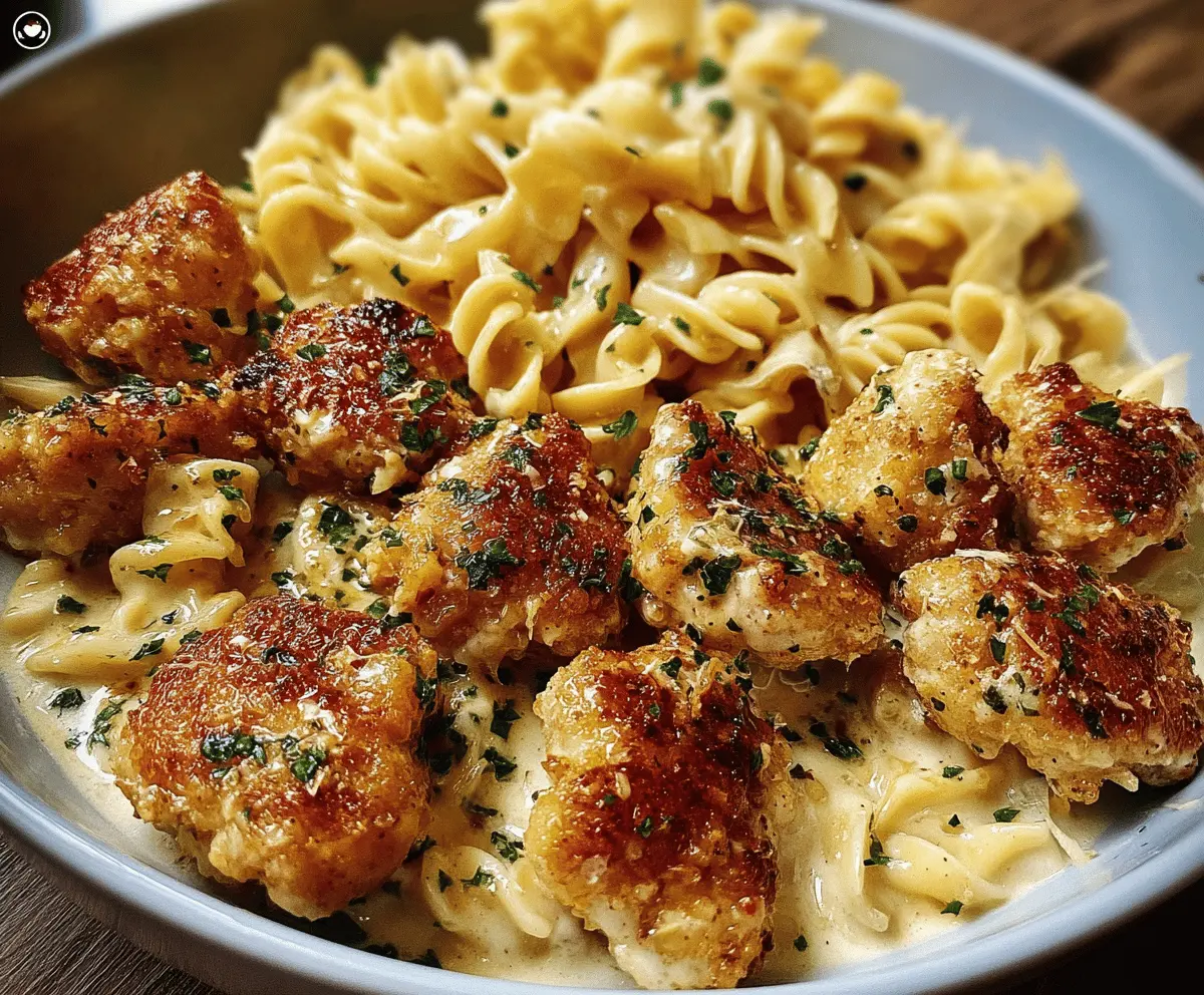 Garlic Butter Chicken Bites with Creamy Parmesan Pasta
