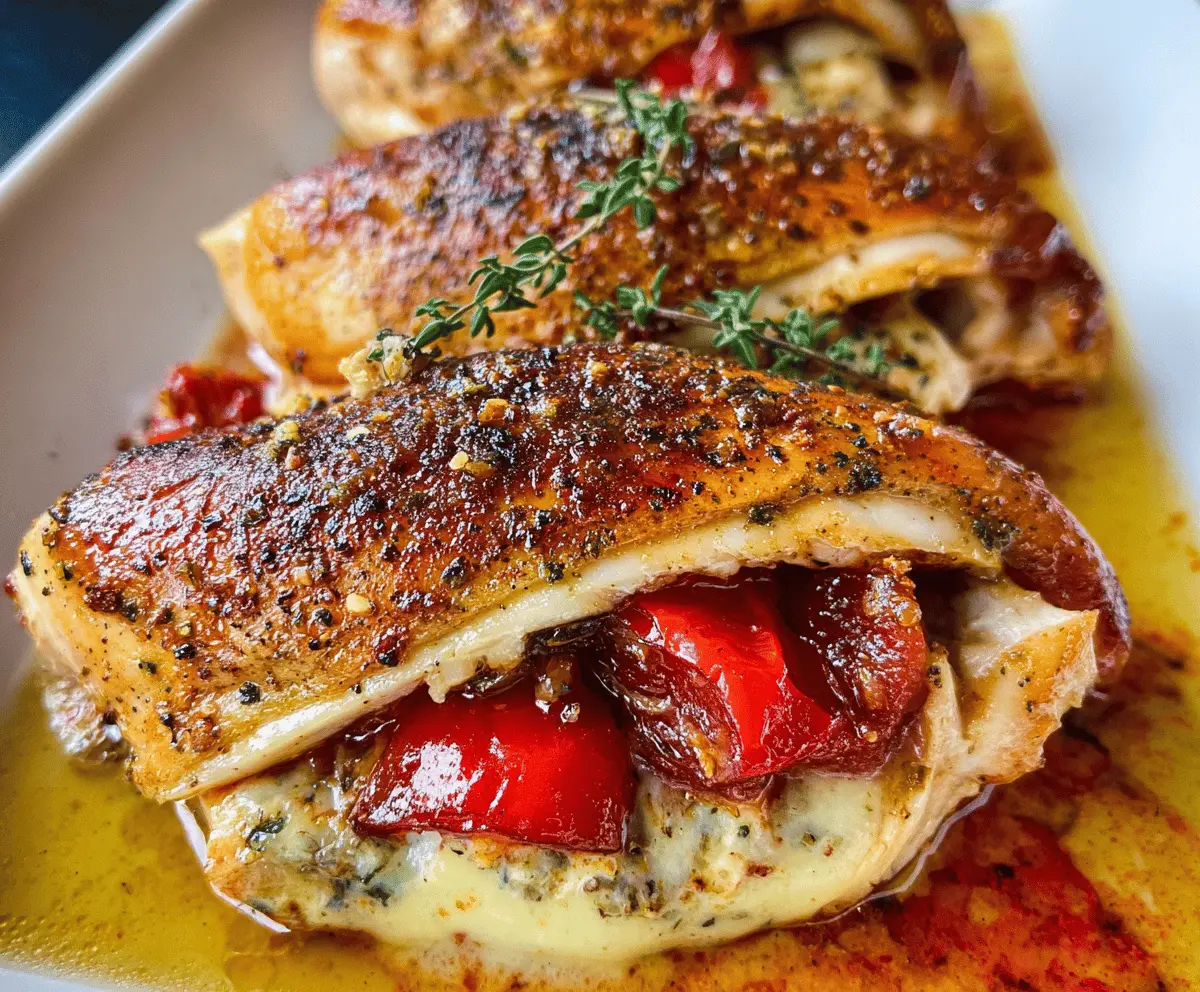 Easy Stuffed Chicken Breast with Roasted Peppers