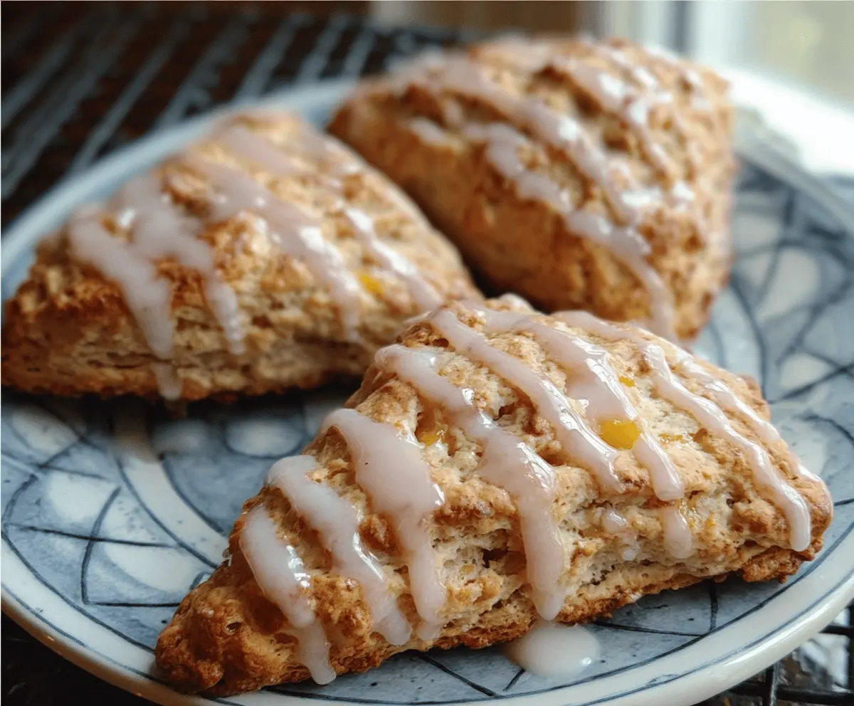 Easy Peach Pie Scones With Sweet Vanilla Glaze
