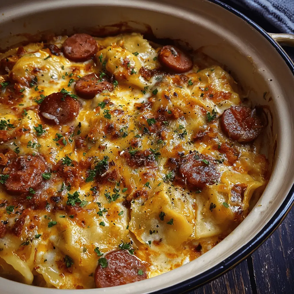 Easy Crockpot Pierogi Casserole with Kielbasa