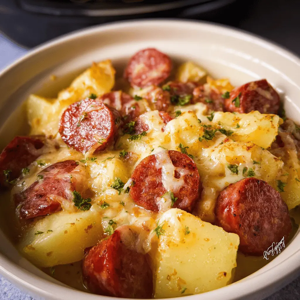 Easy Crockpot Cheesy Kielbasa Dinner Recipe