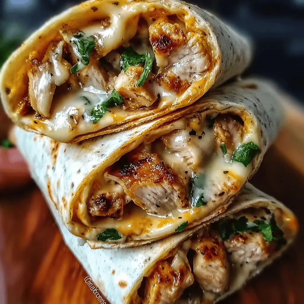 Easy Cheesy Garlic Chicken Wraps Recipe