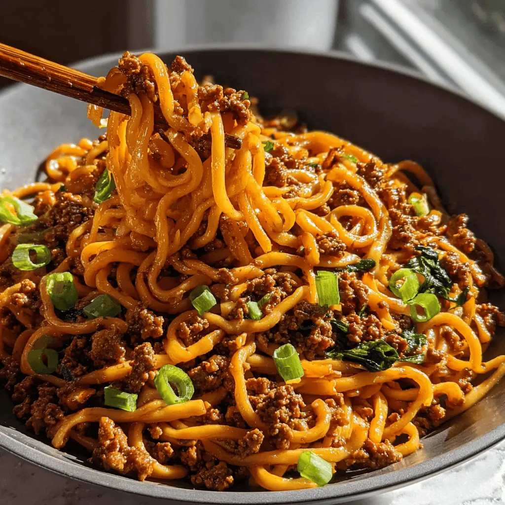 Easy Mongolian Ground Beef Noodles Recipe