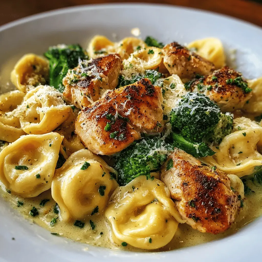 Creamy Garlic Parmesan Chicken Tortellini with Broccoli
