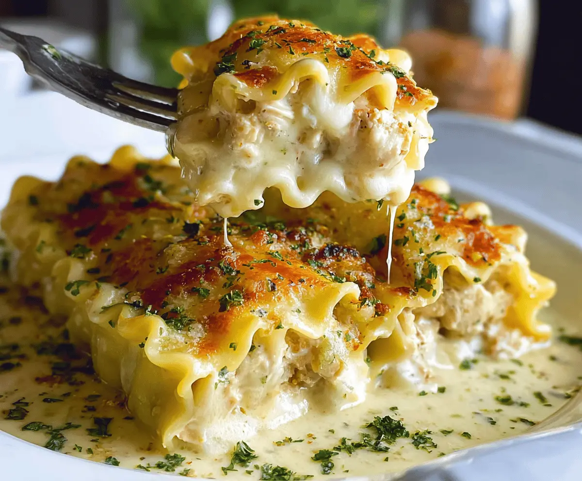 Cheesy Chicken Alfredo Lasagna Rolls Recipe