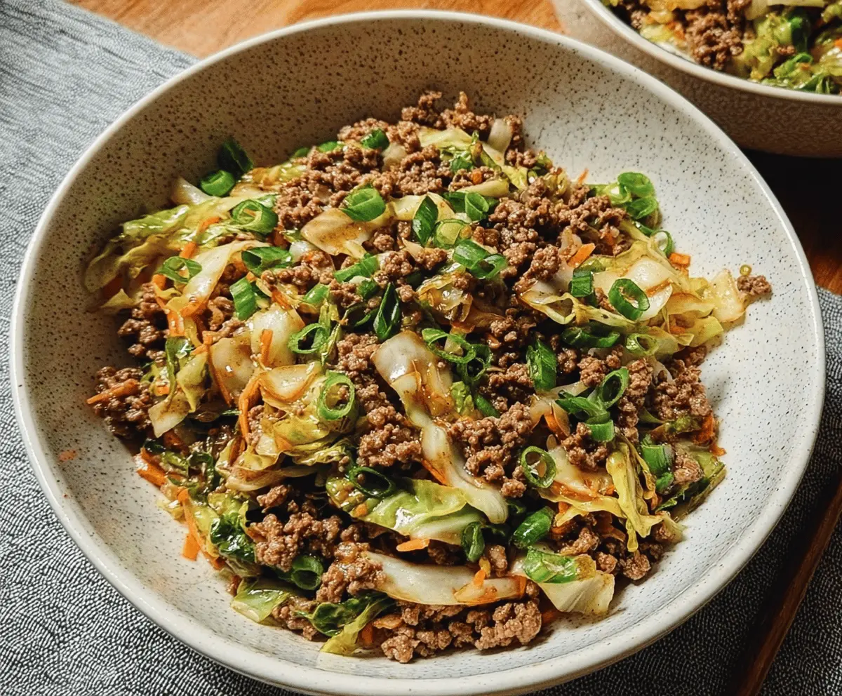 Easy Low-Carb Mongolian Ground Beef & Cabbage