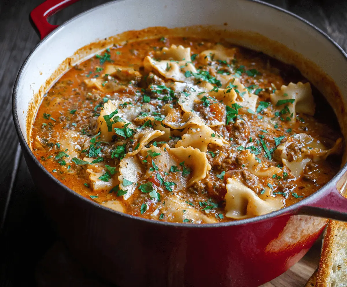 One-Pot Creamy Lasagna Soup