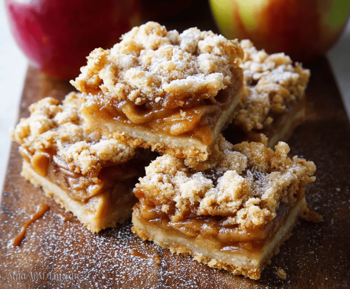 Delicious homemade apple pie bars with golden crust, cinnamon-spiced apple filling, and a crumbly topping, perfect for dessert or snack.