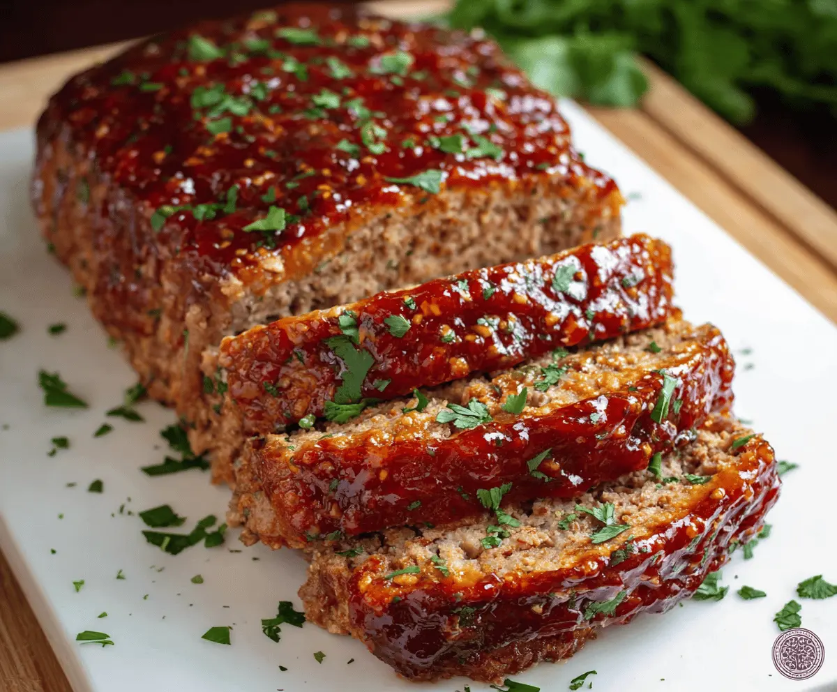 Delicious chipotle meatloaf garnished with fresh herbs and served on a plate, perfect for a smoky and flavorful dinner