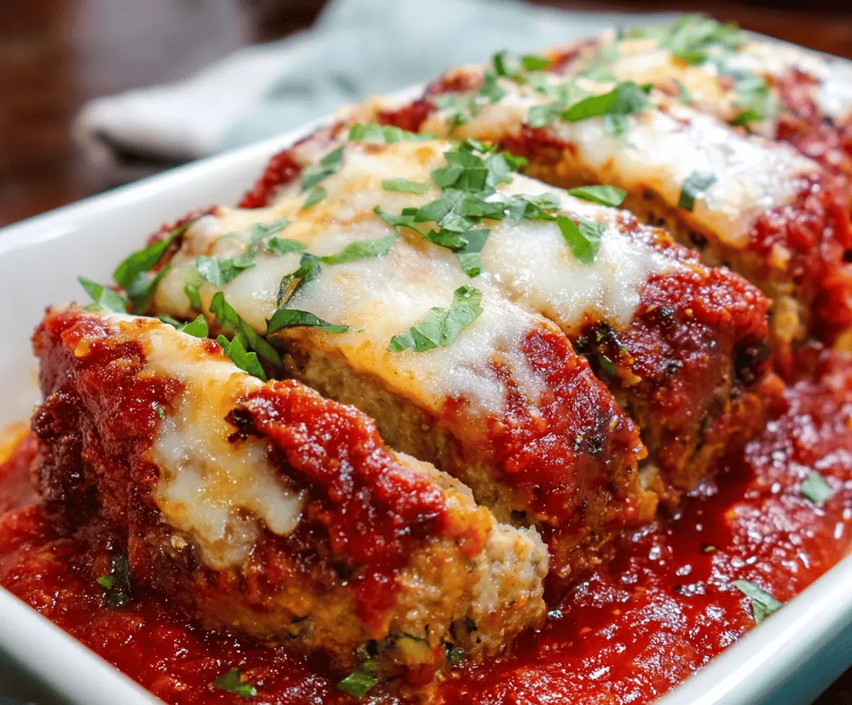 Delicious Italian Meatloaf with herbs and melted cheese on a baking tray
