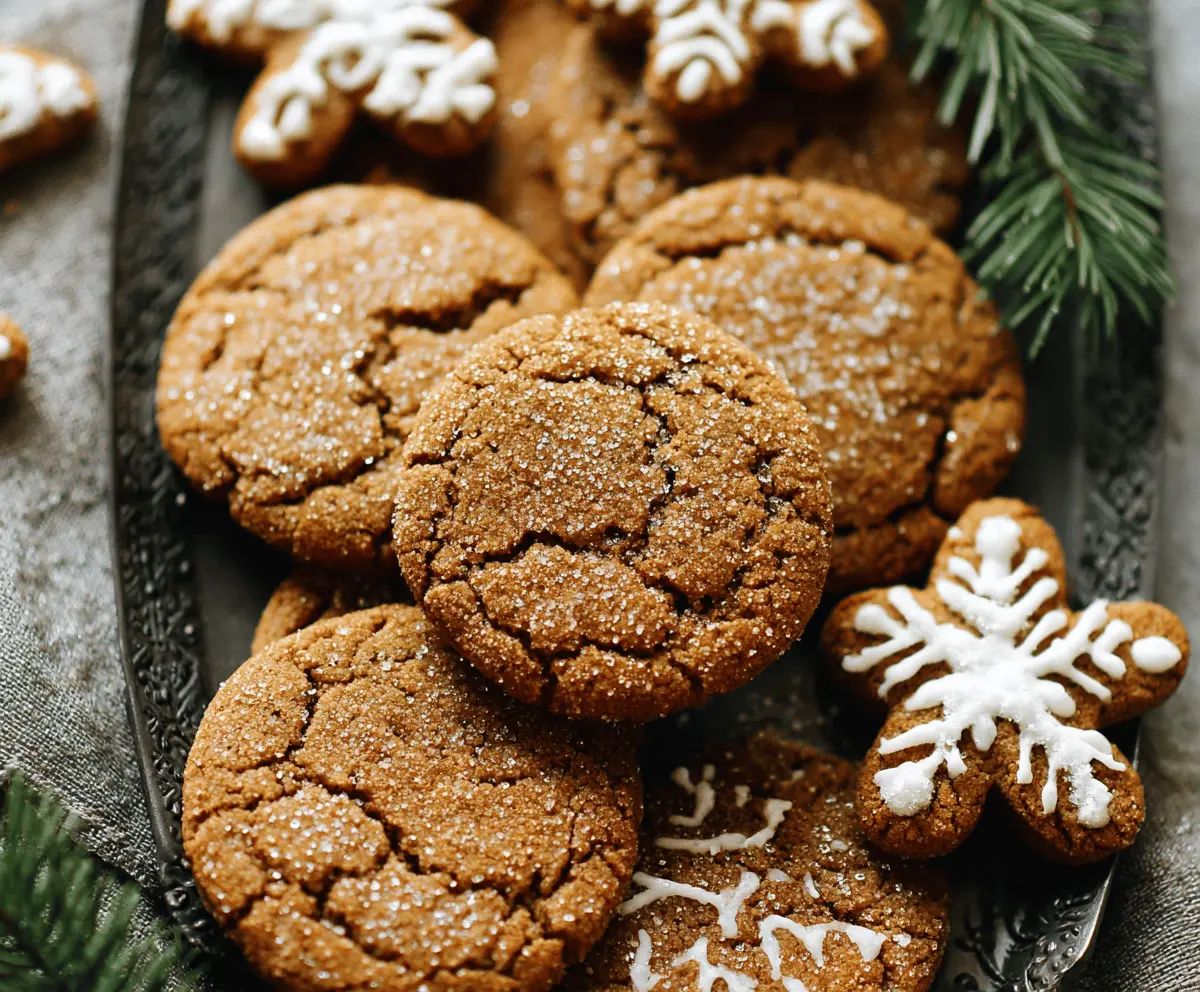 Delicious homemade brown butter gingerbread cookies on a rustic plate perfect for holiday baking.