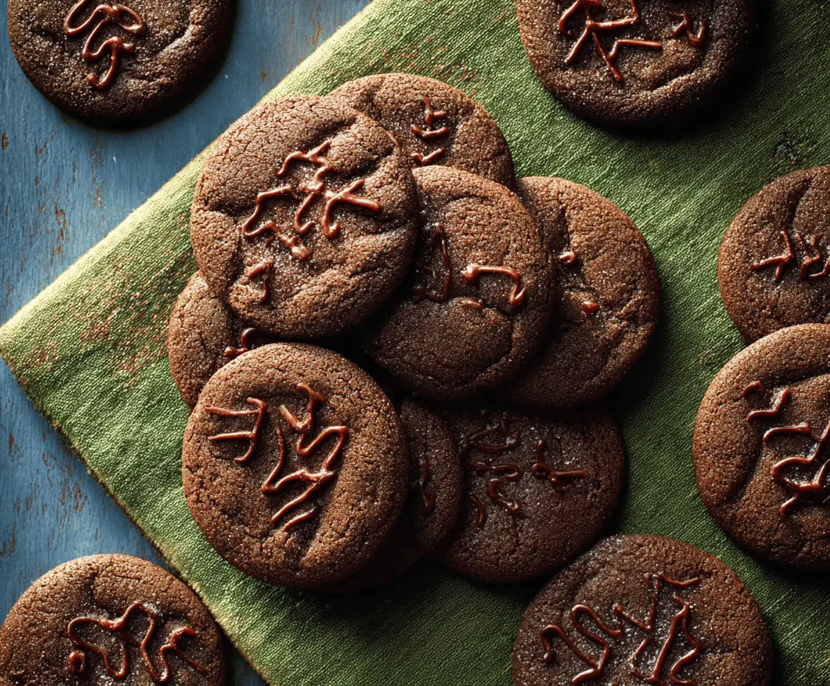 Delicious homemade chocolate gingerbread cookies on a festive plate.