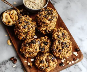 Delicious and healthy breakfast cookies on a white plate, perfect for a nutritious start to the day.