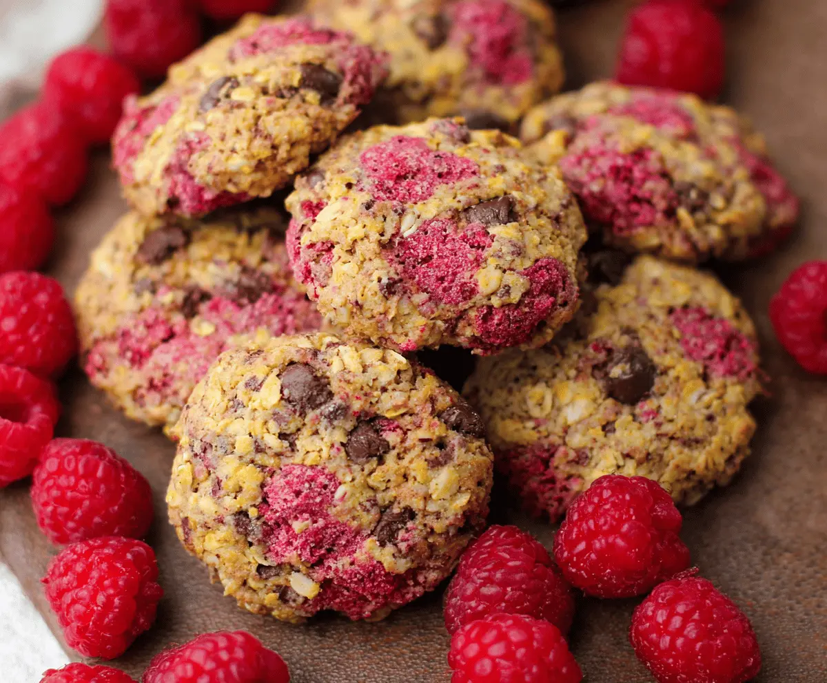 Delicious healthy raspberry cookies with fresh berries and a golden-brown crust.