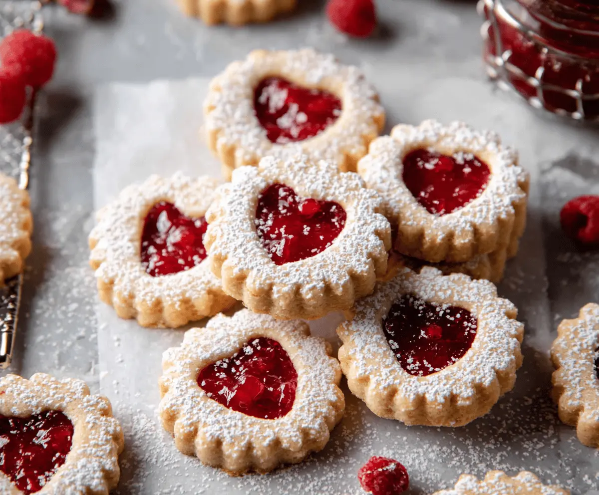 Delicious Linzer cookies with raspberry jam filling, perfect for baking enthusiasts.