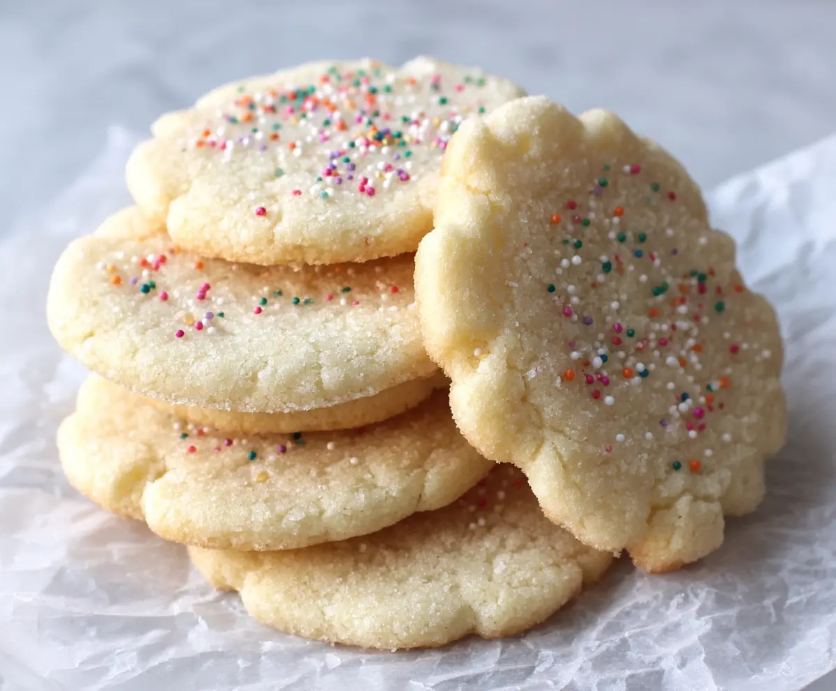 Delicious Melt In Your Mouth Sugar Cookies on a plate, perfect for holidays and celebrations.