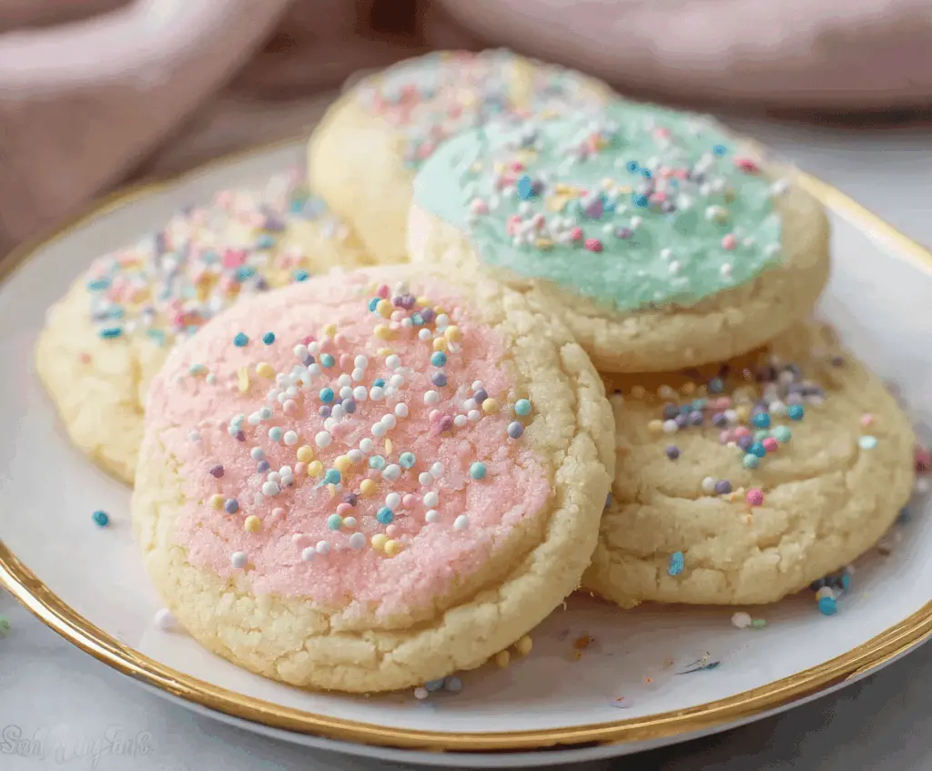 Delicious homemade sour cream sugar cookies on a baking tray, perfect for dessert or tea time.