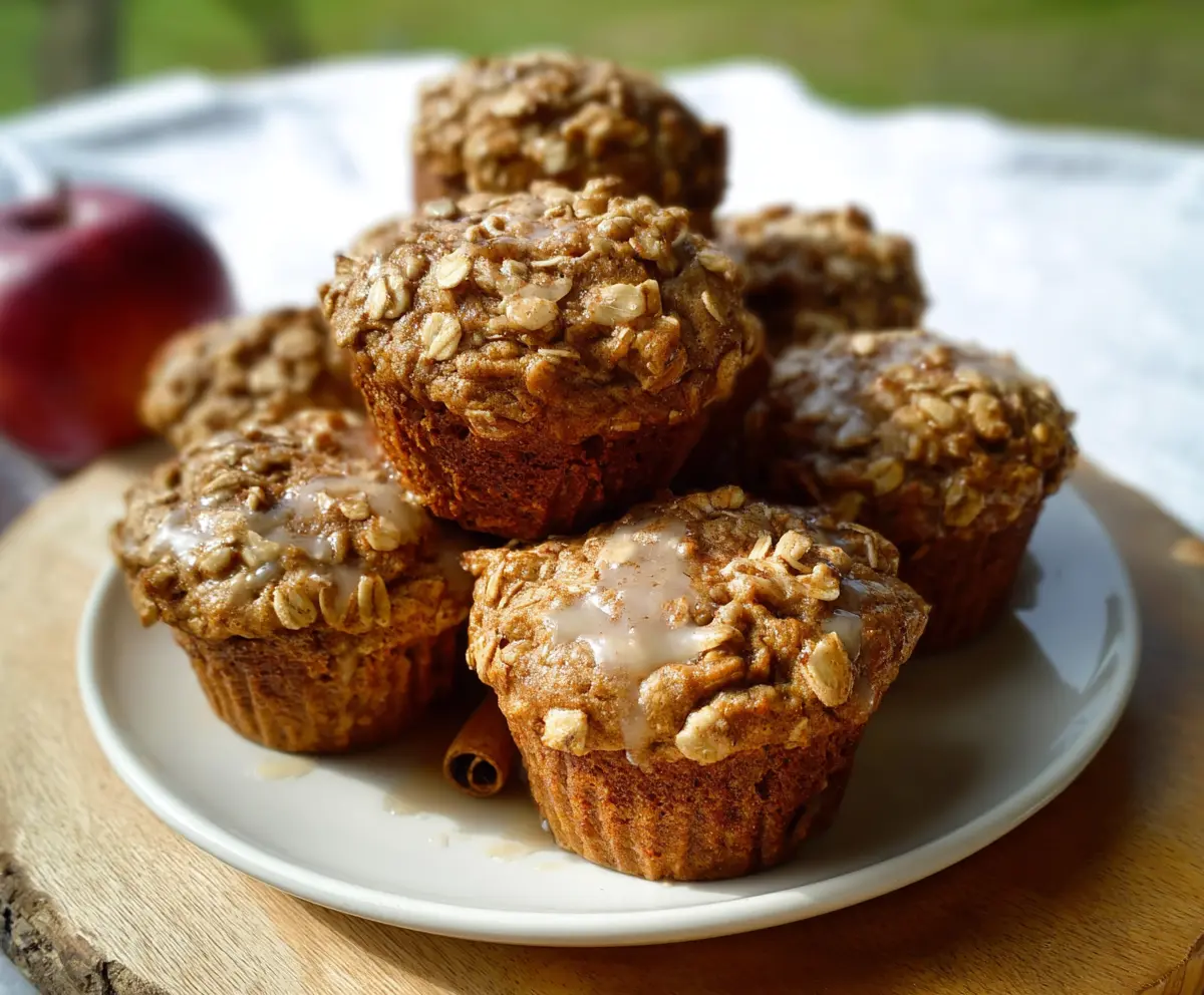 Delicious Apple Cinnamon Oat Muffins fresh out of the oven, perfect for breakfast or snacks.