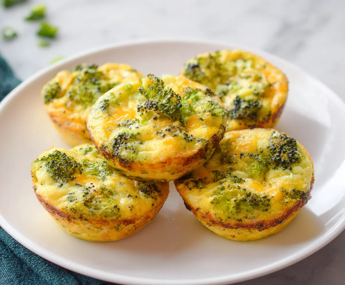 Healthy cheddar broccoli egg muffins for a nutritious breakfast or snack.